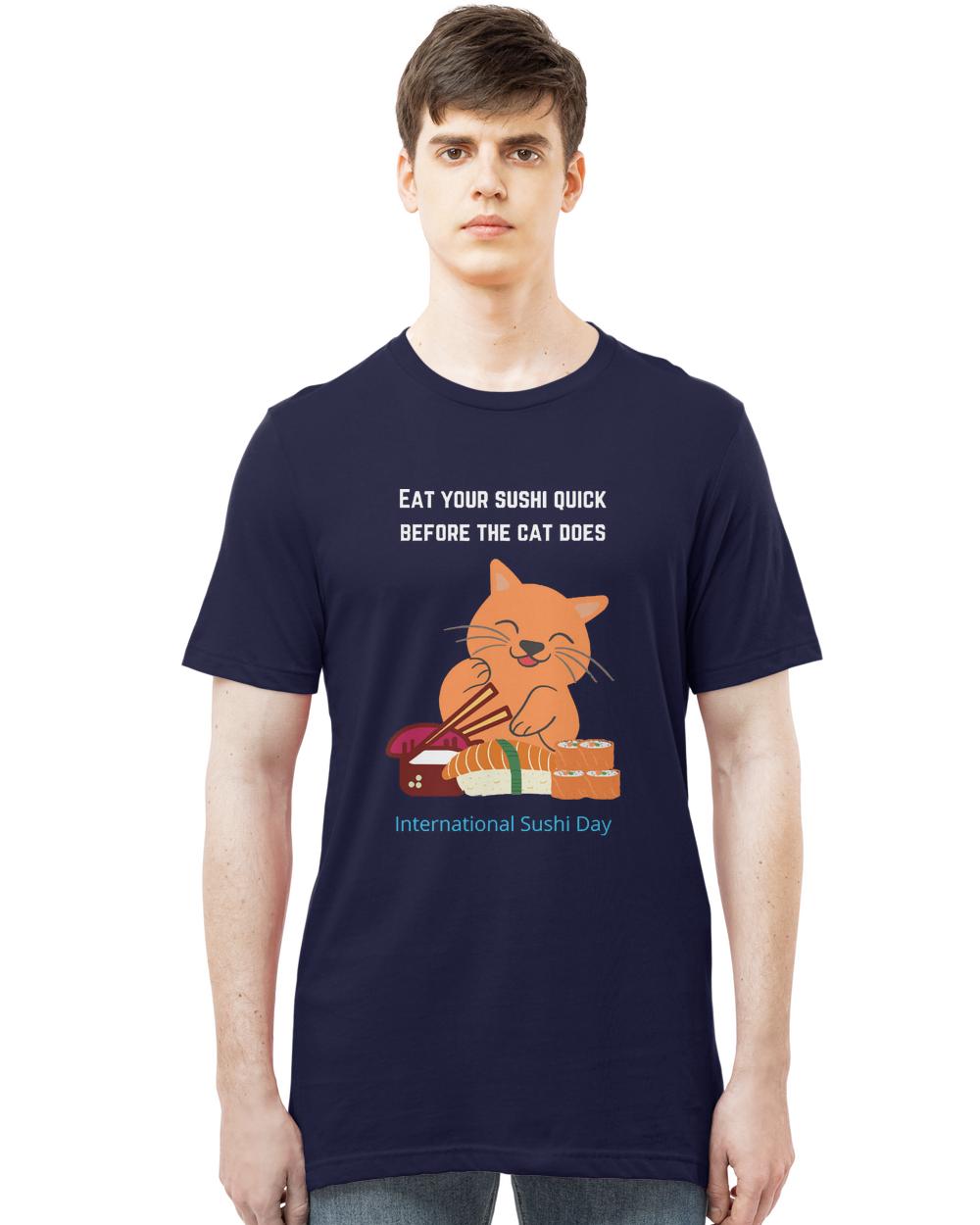 International Sushi Day 2020 T- Shirt Sushi cat T- Shirt