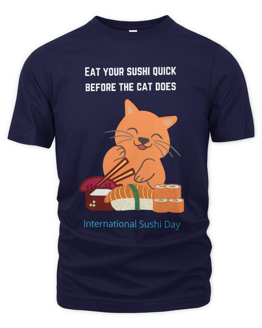 International Sushi Day 2020 T- Shirt Sushi cat T- Shirt
