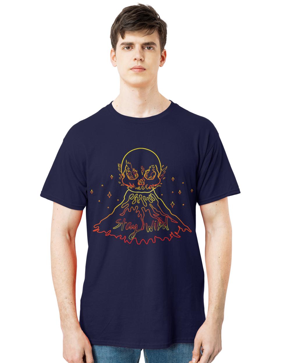 Volcano T- Shirt Stay wild cool volcano scull T- Shirt