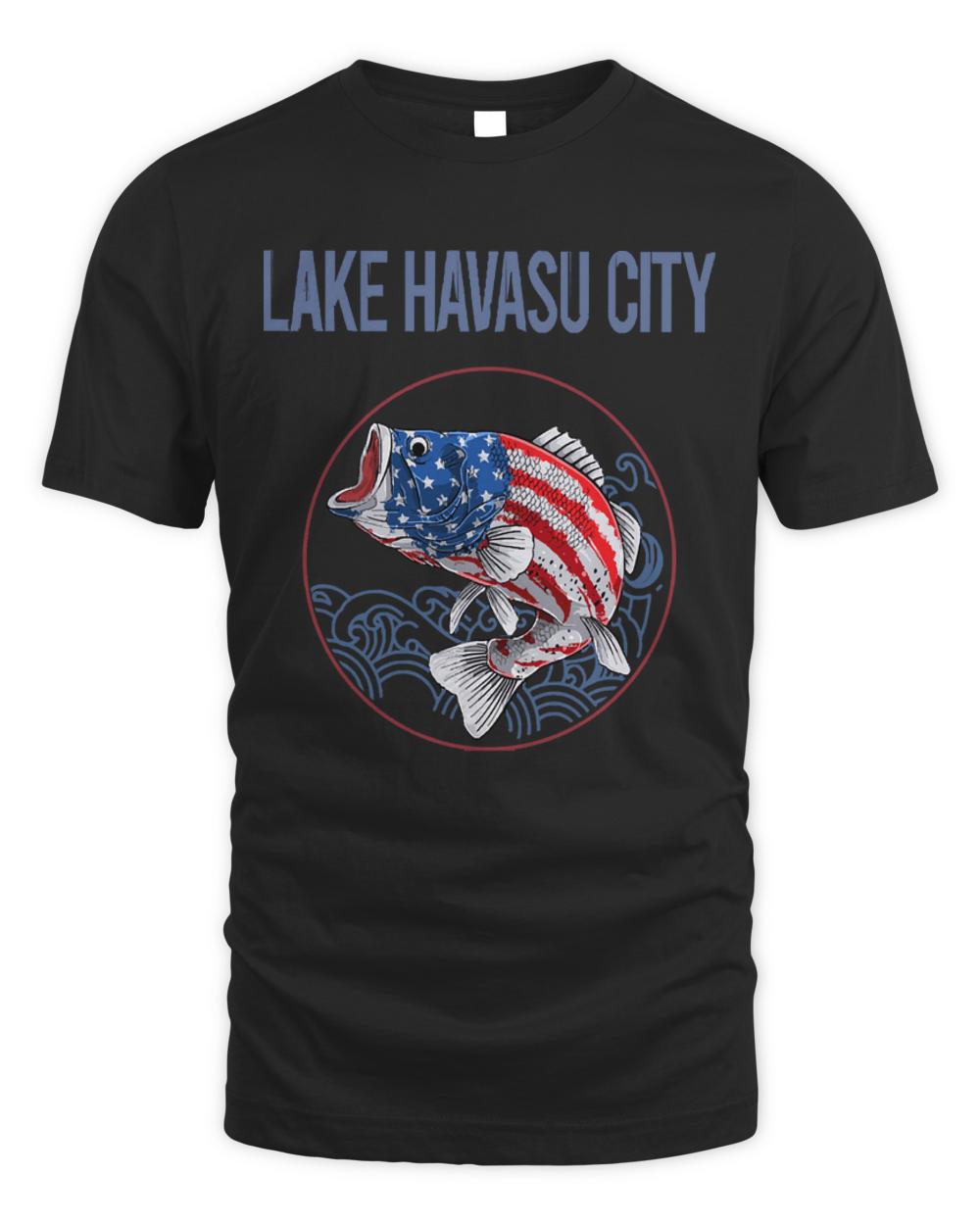 Lake Havasu City T- Shirt U S A Flag Fish Lake Havasu City T- Shirt