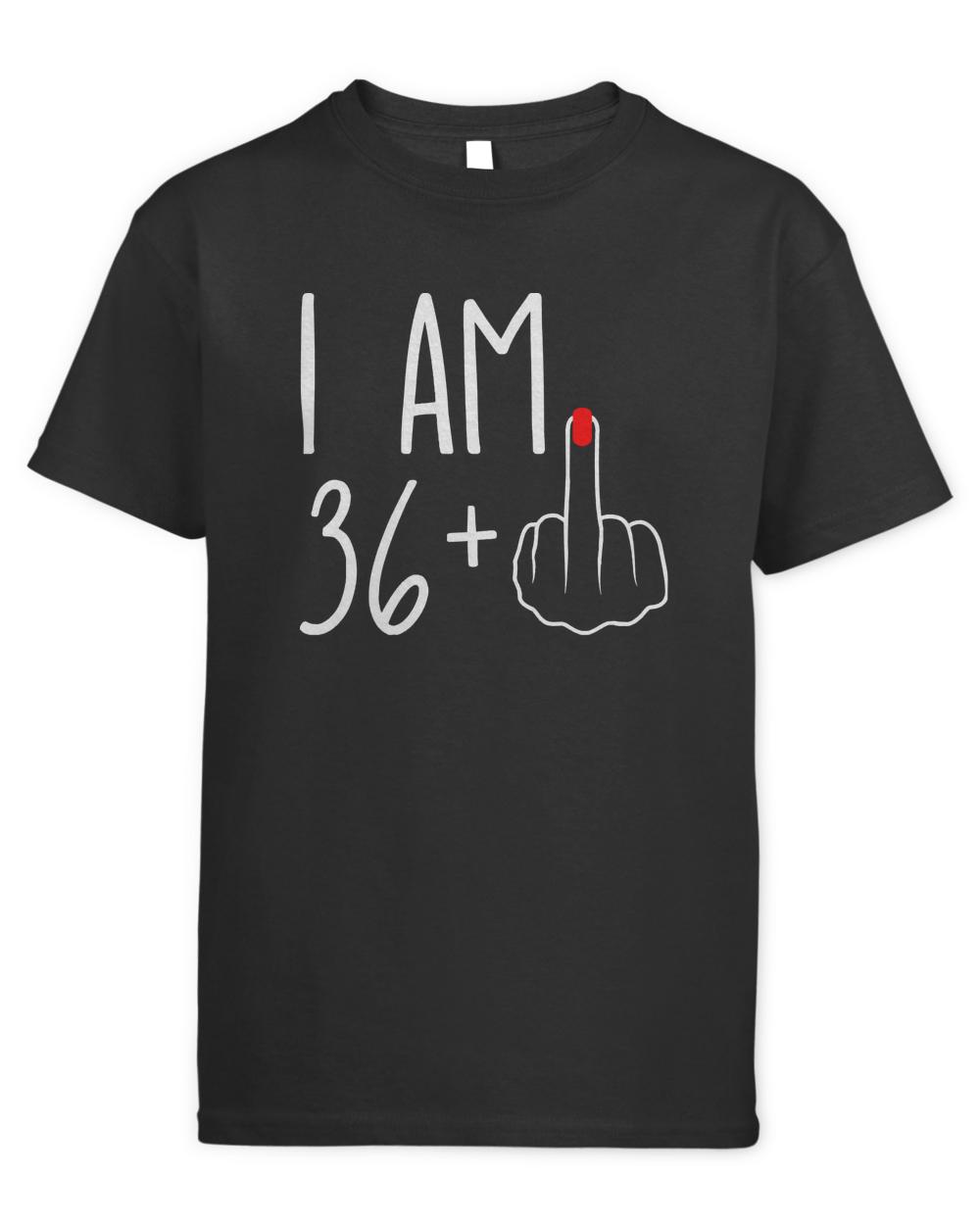 37th Birthday T-ShirtVintage 37th Birthday I Am 36 Plus 1 Middle Finger T-Shirt