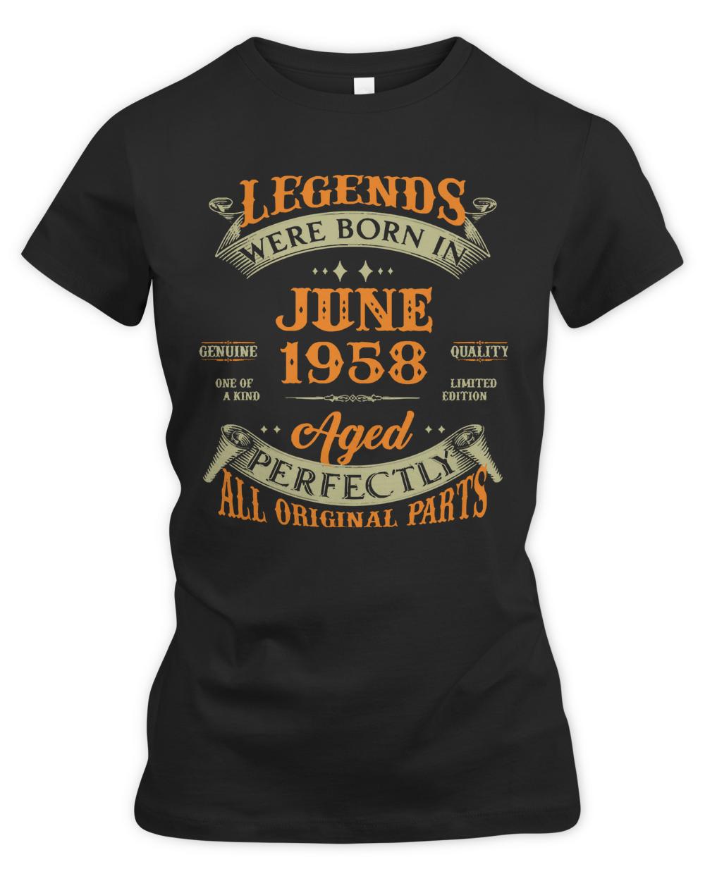 Legends Born In June 1958 T-Shirt65th Birthday Gift Legends Born In June 1958 65 Years Old T-Shirt