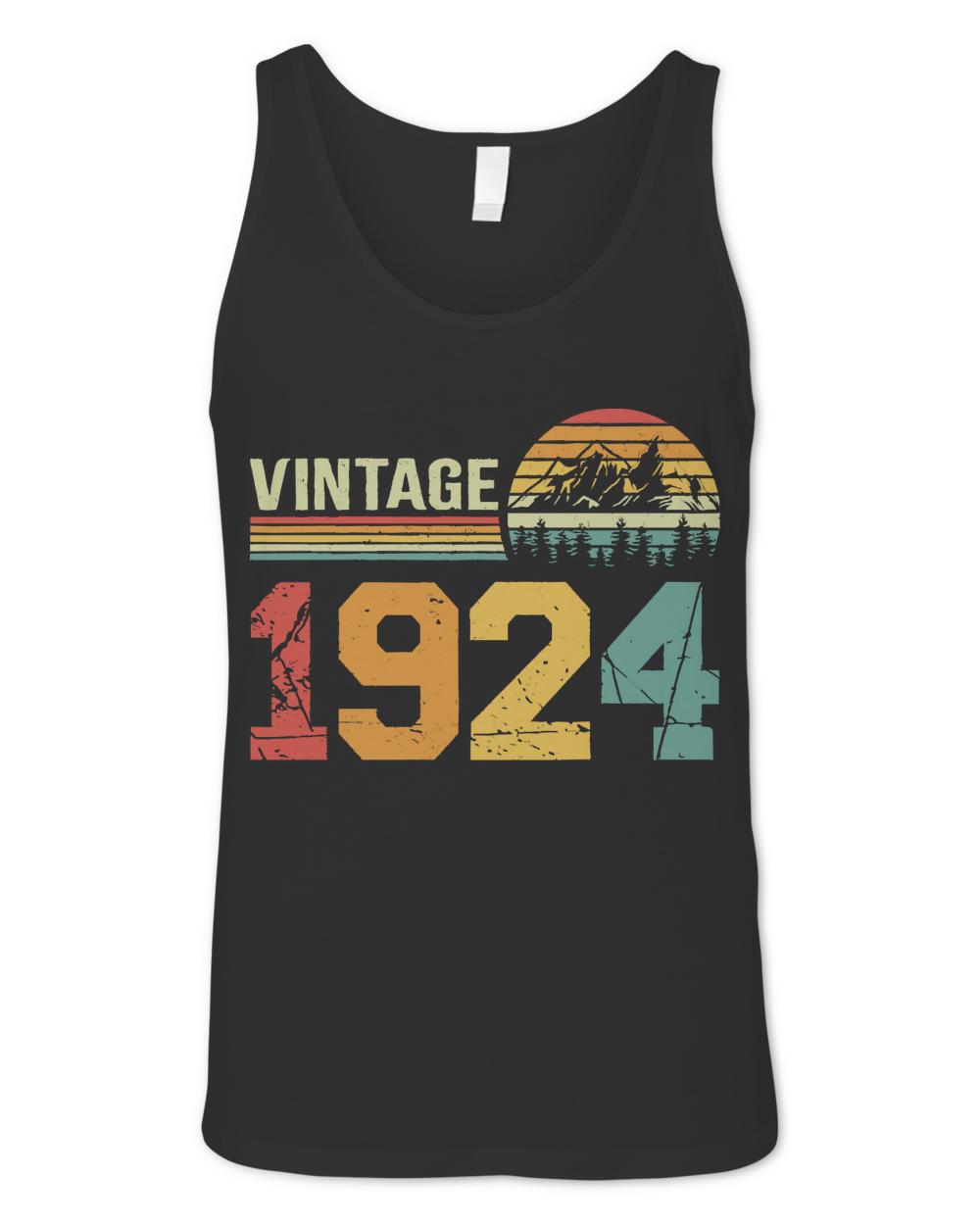 1924 Birthday T-ShirtVintage 1924 Retro 100th Birthday Anniversary Gift T-Shirt