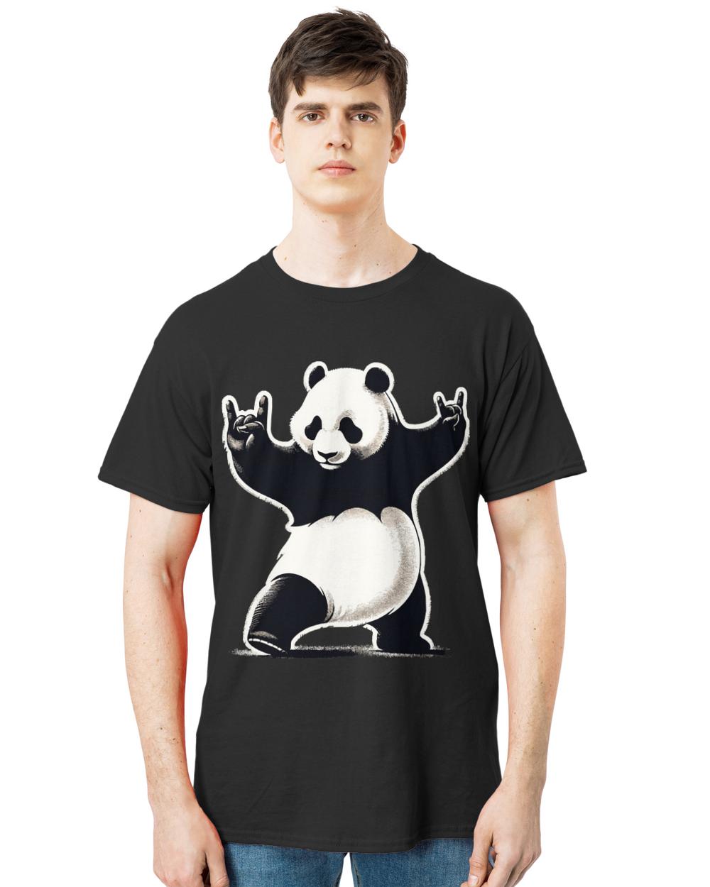 Panda T-ShirtRetro Panda Rock Music Gift Funny Panda T-Shirt_by KsuAnn_ (4)