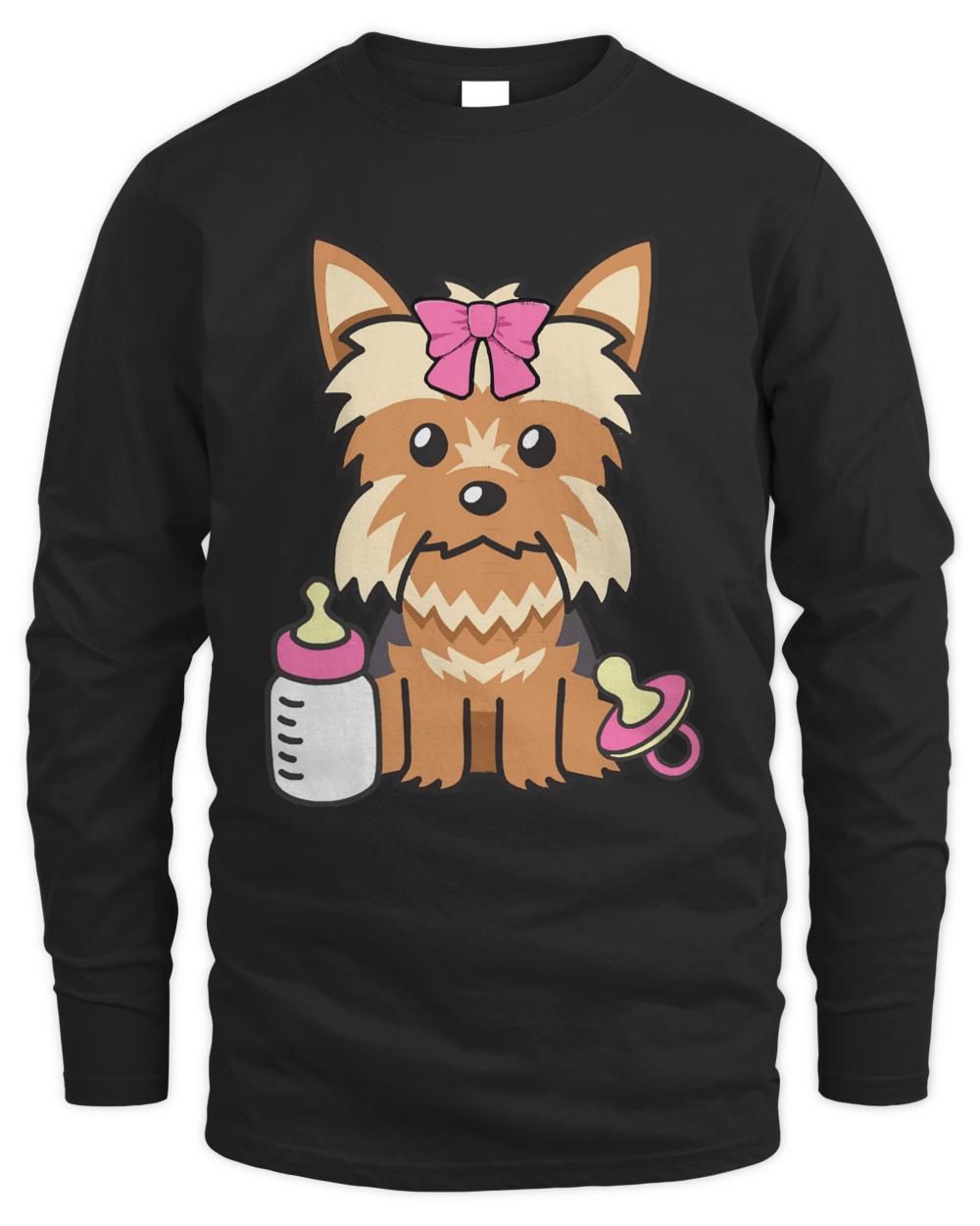 Yorkshire Terrier Puppy T- Shirt Cute yorkshire terrier is a baby - girl T- Shirt