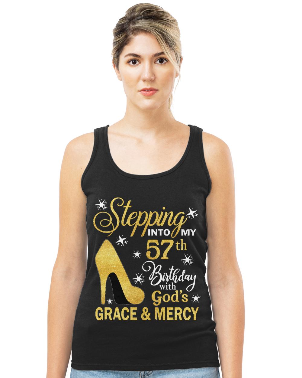 57th Birthday T-ShirtStepping Into My 57th Birthday With God's Grace & Mercy Bday T-Shirt (16)