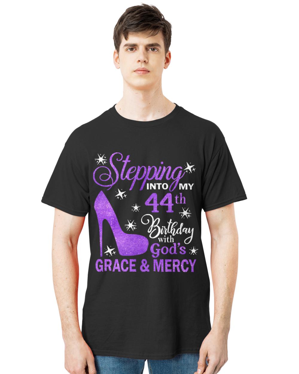 44th Birthday T-ShirtStepping Into My 44th Birthday With God's Grace & Mercy Bday T-Shirt (5)