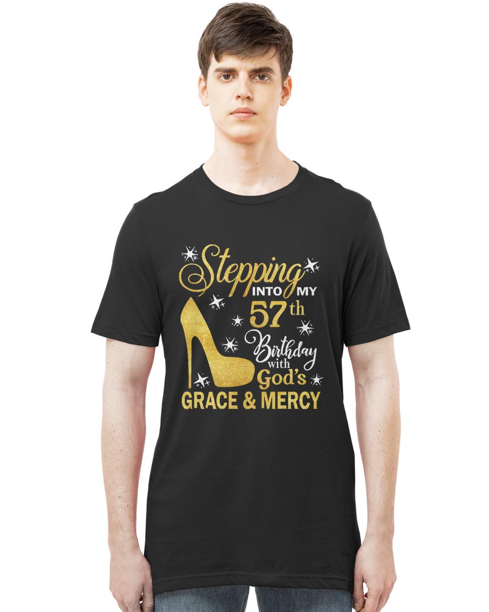 57th Birthday T-ShirtStepping Into My 57th Birthday With God's Grace & Mercy Bday T-Shirt (3)