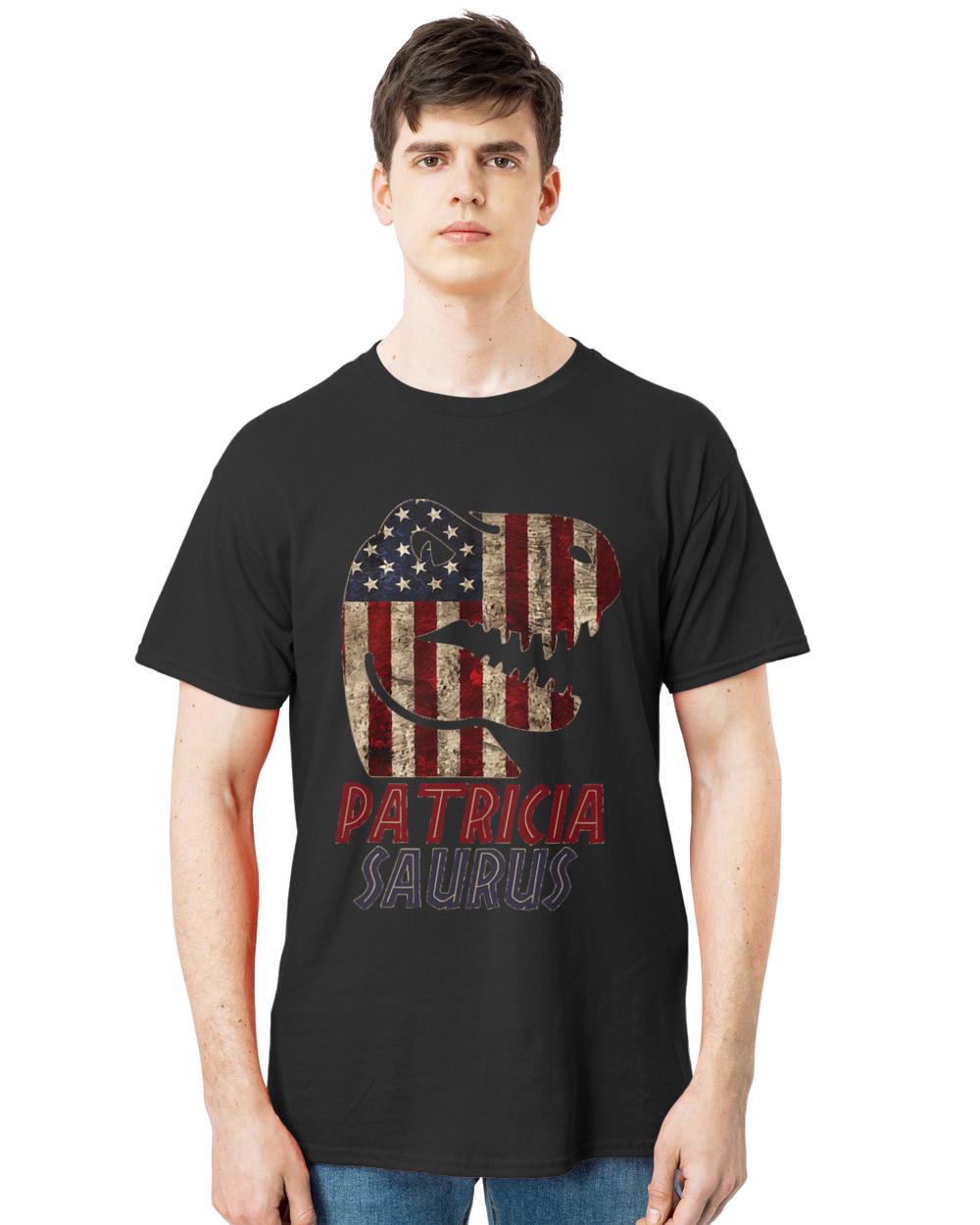 Patricia T- Shirt Patriotic Patricia Dinosaur Patriciasaurus T- Shirt