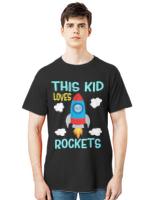 Space T- Shirt This Kid Loves Rockets I Small Space Astronaut Rockets T- Shirt