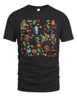 Coffee Chocolate And Beans Pattern T- Shirt Coffee House Pattern T- Shirt