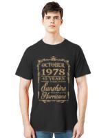 Vintage 1978 T- Shirt Vintage October 1978 45 Years Of Being Sunshine 45th Birthday for Women and Men T- Shirt