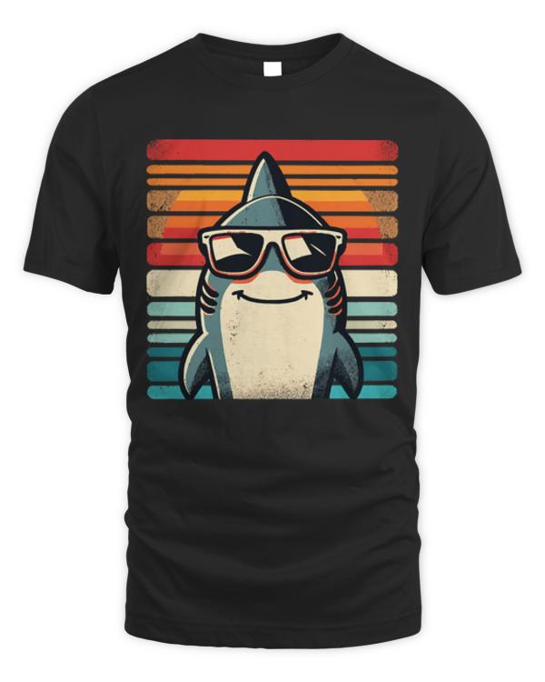 Shark T-ShirtCool Retro Shark in Sunglasses 70s 80s 90s Funny Shark T-Shirt_by KsuAnn_ (1)