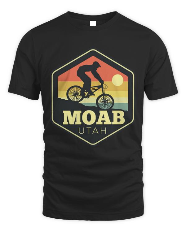 Moab Utah T-ShirtMoab Utah Mountain Bike Vintage Sunset Hexagon T-Shirt_by DetourShirts_