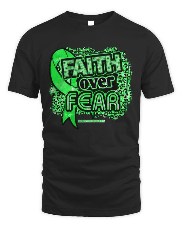 Fanconis Syndrome T- Shirt Fanconi's Syndrome Awareness Ribbon Faith Over Fear Leopard Gift For Fanconi's Syndrome warrior T- Shirt