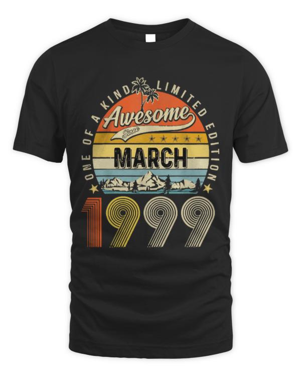 Awesome Since March 1999 Vintage T-ShirtAwesome Since March 1999 Vintage 24th Birthday T-Shirt