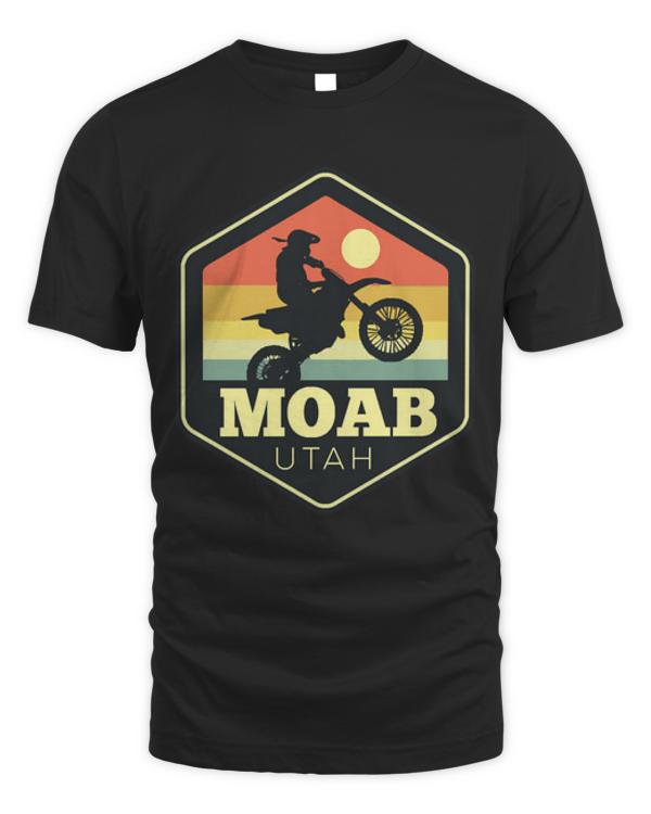 Moab Utah T-ShirtMoab Dirt Bike Hexagon Vintage Sunset T-Shirt_by DetourShirts_
