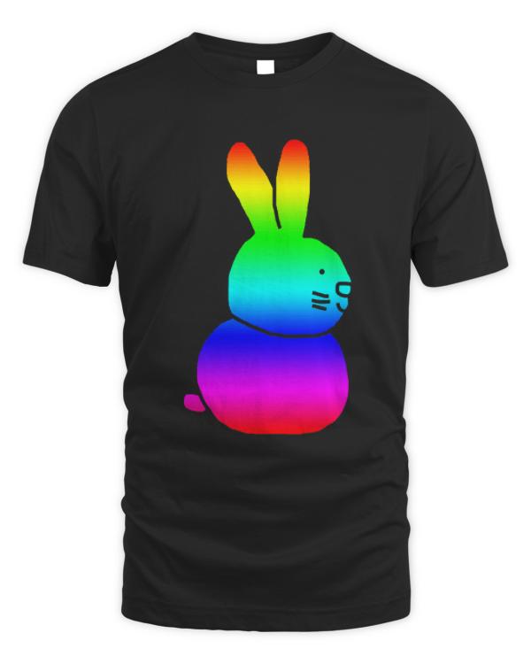 Easter T- Shirt Bright Rainbow Easter Bunny T- Shirt