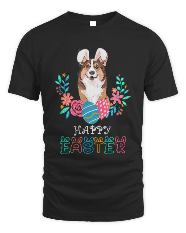 Easter Day T- Shirt Corgi Dog Easter Bunny Costume Happy Easter Gift T- Shirt