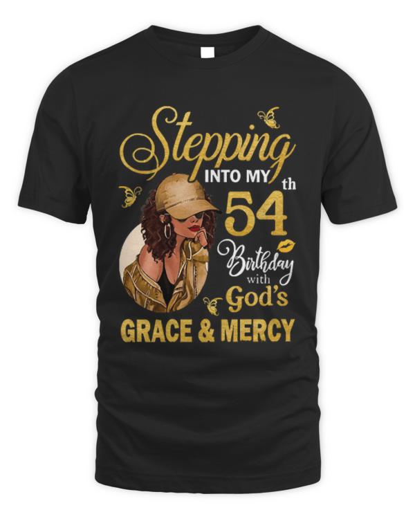 54th Birthday T-ShirtStepping Into My 54th Birthday With God's Grace & Mercy Bday T-Shirt (19)