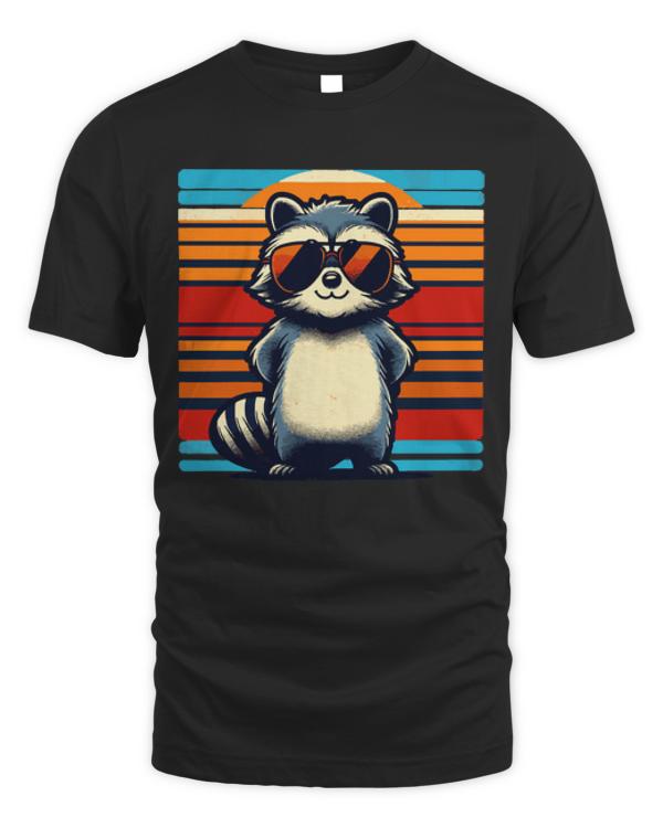 Raccoon T-ShirtCool Retro Raccoon in Sunglasses 70s 80s 90s Funny Raccoon T-Shirt_by KsuAnn_ (2)