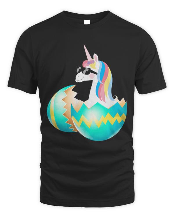 Easter Sunday Holiday Funny Great Idea T- Shirt Baby Unicorn Hatching From Easter Egg Easter Day Tee Shirts T- Shirt
