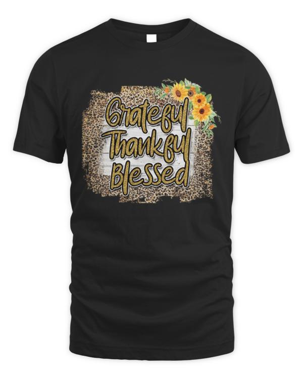 Fall T- Shirt Grateful Thankful Blessed T- Shirt
