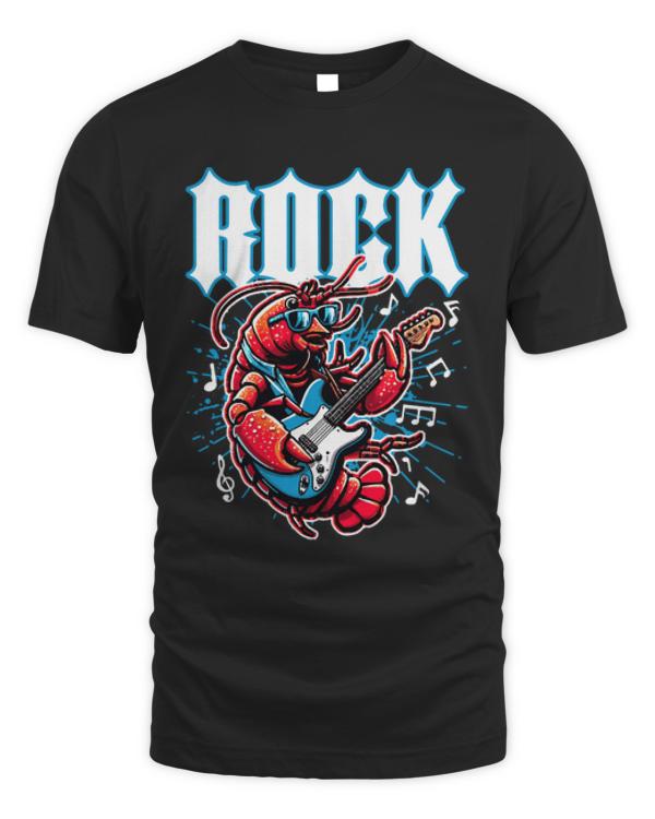 Rock Lobster T-ShirtVintage Lobster Rocker on Guitar T-Shirt_by DetourShirts_