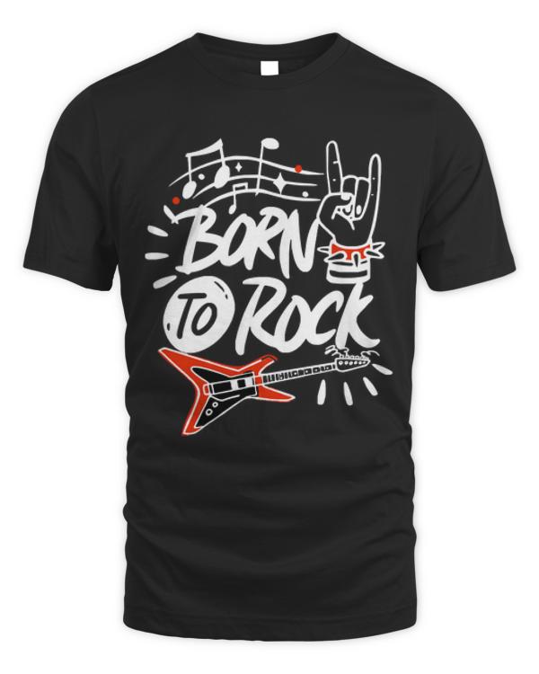 Rockstar T-ShirtBorn To Rock Music Rock and Roll 80s Lover Vintage Graphic T-Shirt_by DetourShirts_