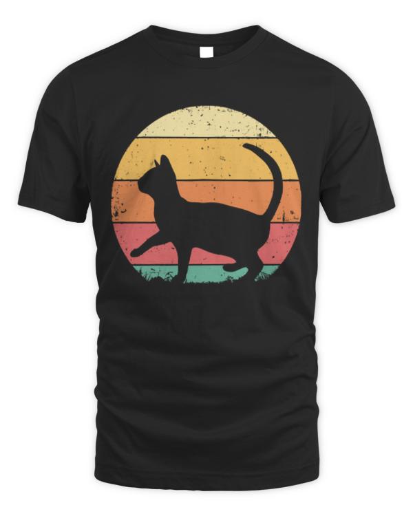 Cat T-ShirtRetro Vintage Sunset Standing Cat T-Shirt