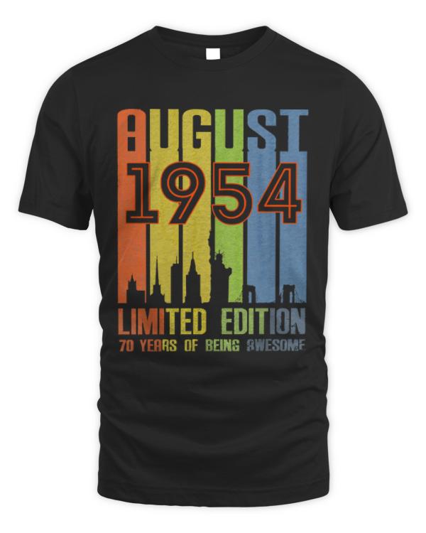 August 1954 70 Years Of Being Awesome T-ShirtAugust 1954 70 Years Of Being Awesome Limited Edition T-Shirt