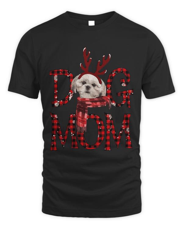 Cream Shih Tzu Mom Christmas Dog Mom T-ShirtCream Shih Tzu Mom Christmas Dog Mom Dog Lovers T-Shirt
