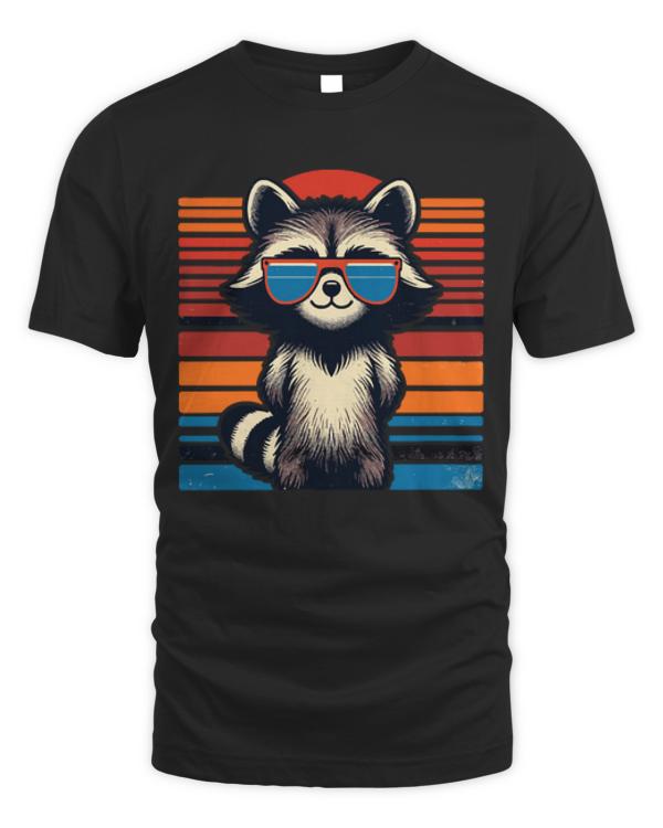 Raccoon T-ShirtCool Retro Raccoon in Sunglasses 70s 80s 90s Funny Raccoon T-Shirt_by KsuAnn_ (1)