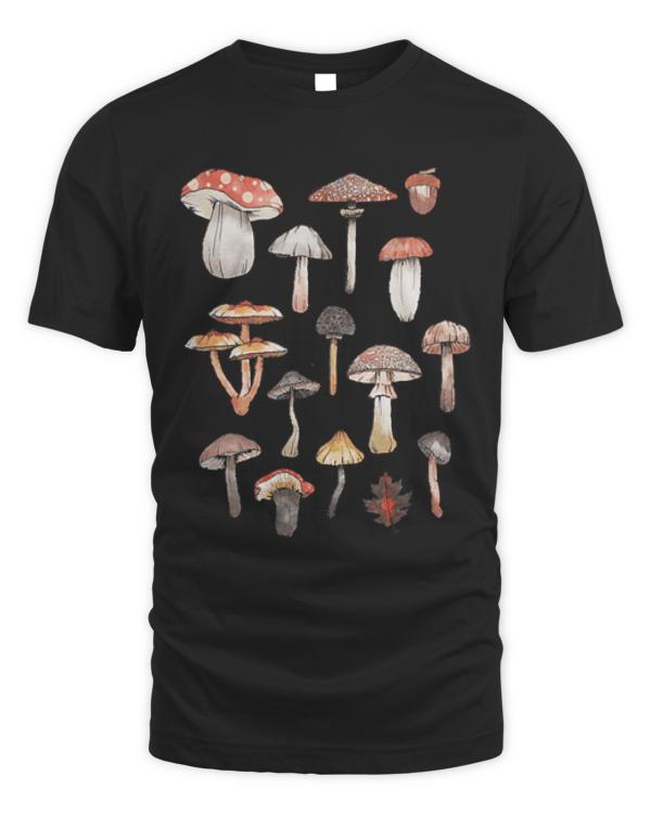 Mushroom T- Shirt Watercolor Mushrooms Fungi Cottagecore Goblincore T- Shirt