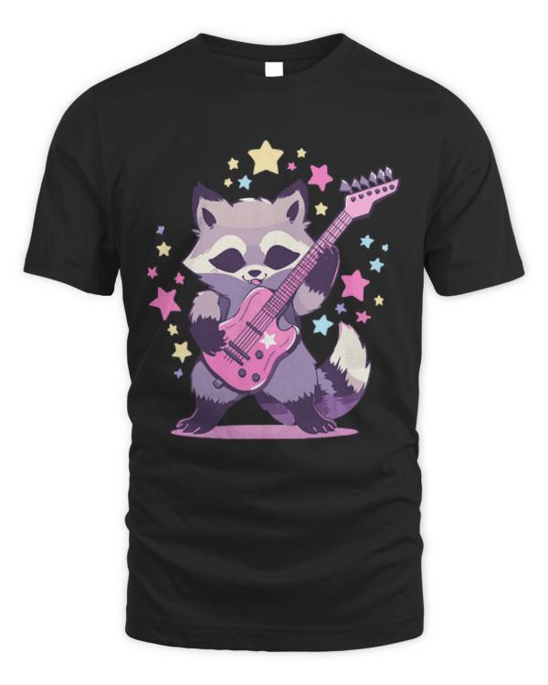 Raccoon T-ShirtRaccoon in Sunglasses Guitar Rock and Roll Concert Band T-Shirt_by KsuAnn_