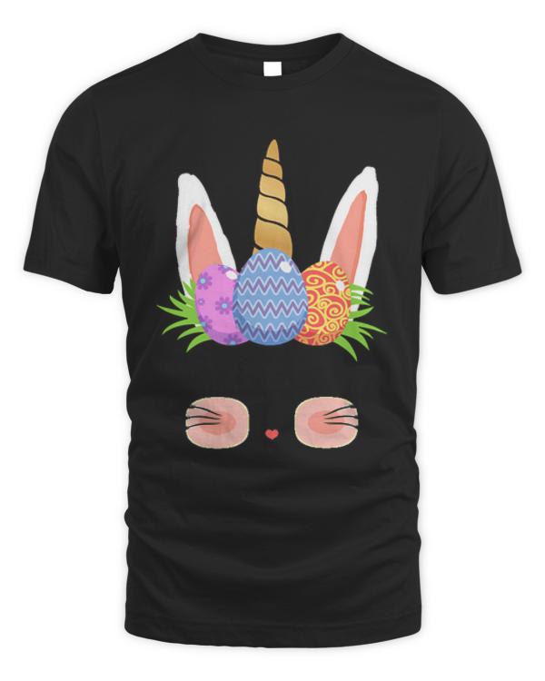 Easter Day T- Shirt Cute Easter Bunny Unicorn Eggs Gifts Kids Toddler Girls T- Shirt