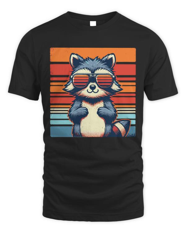 Raccoon T-ShirtCool Retro Raccoon in Sunglasses 70s 80s 90s Funny Raccoon T-Shirt_by KsuAnn_