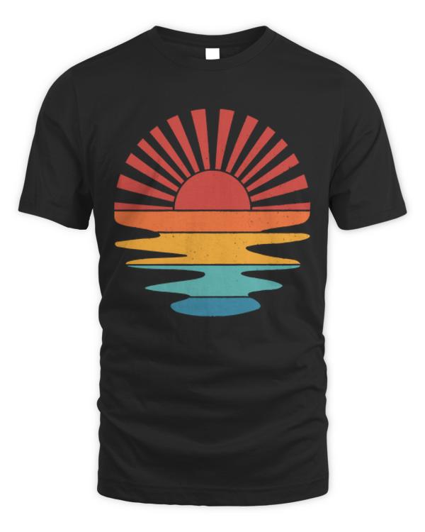 Vintage Sunset T-ShirtVintage Wavy Sunset - Distressed Retro Sunshine Rays T-Shirt