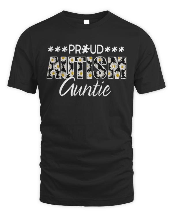 Autism Awareness Proud Autism Auntie T-ShirtDaisy Autism Awareness Proud Autism Auntie T-Shirt