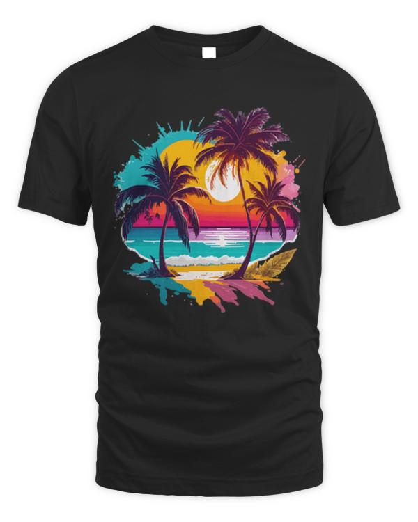 Palm T-ShirtSummer Sun Palm Beach Island T-Shirt (1)