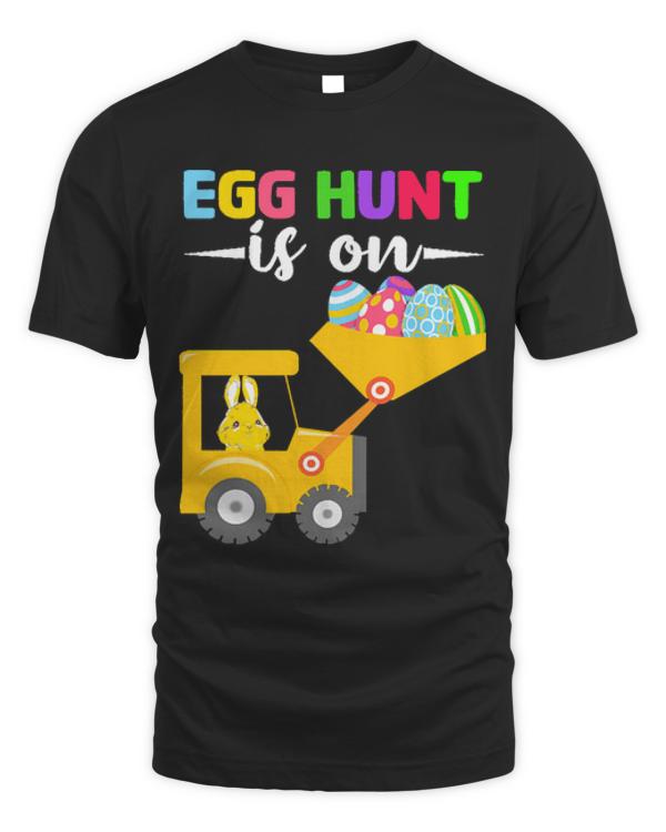 Easter Day Gifts T- Shirt Cute Bunny Truck Easter Day Egg Hunt is On Easter Excavator T- Shirt
