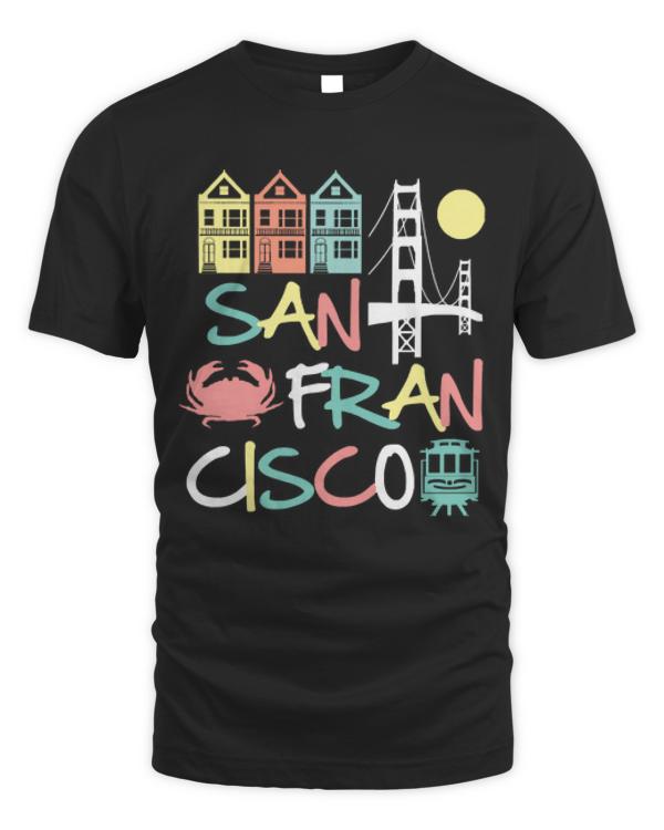 San Francisco T-ShirtSan Francisco Icons Vintage Retro Colorful T-Shirt_by DetourShirts_