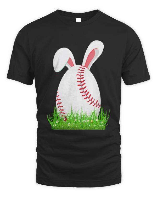 Easter Day T- Shirt Cute Easter Baseball Bunny Ears Egg Bunny Lover 5