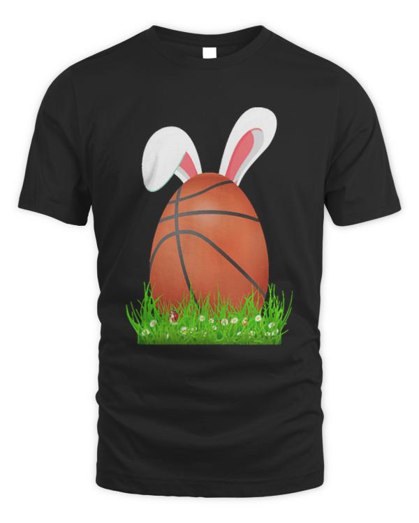 Easter Day T- Shirt Cute Easter Basketball Bunny Ears Egg Bunny Lover Gift T- Shirt