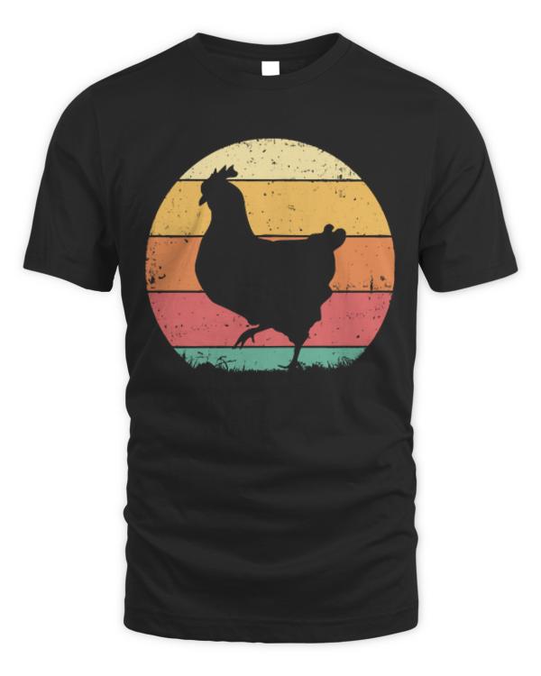 Chicken T-ShirtRetro Vintage Sunset Standing Chicken T-Shirt