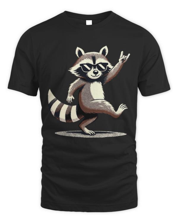 Raccoon T-ShirtRetro Raccoon Rock and Roll Music Gift Funny Raccoon T-Shirt_by KsuAnn_