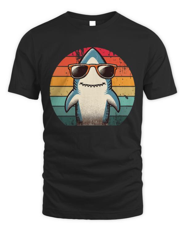 Shark T-ShirtCool Retro Shark in Sunglasses 70s 80s 90s Funny Shark T-Shirt_by KsuAnn_ (2)