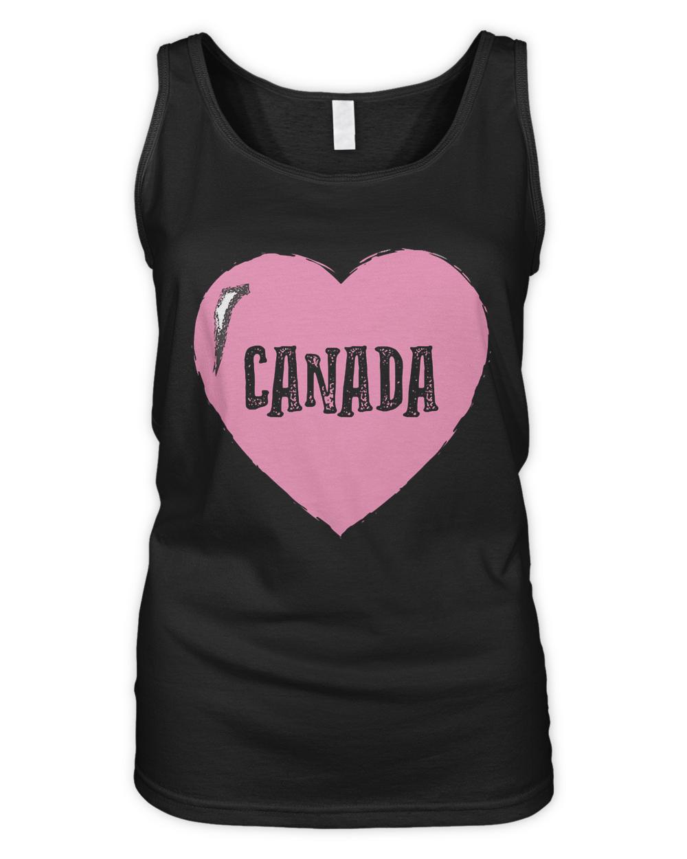 Canada T- Shirt I love Canada - Vintage Canada Text in Pink Heart T- Shirt