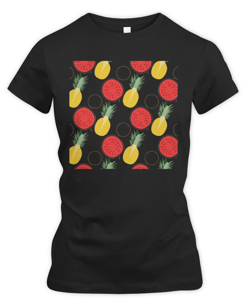Pineapple T- Shirt Pineapple Coconut Watermelon Pattern T- Shirt