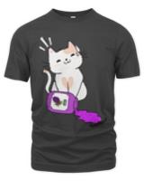 White Cat T- Shirt Naughty Persian Cat Spills a jar of grape jam! T- Shirt